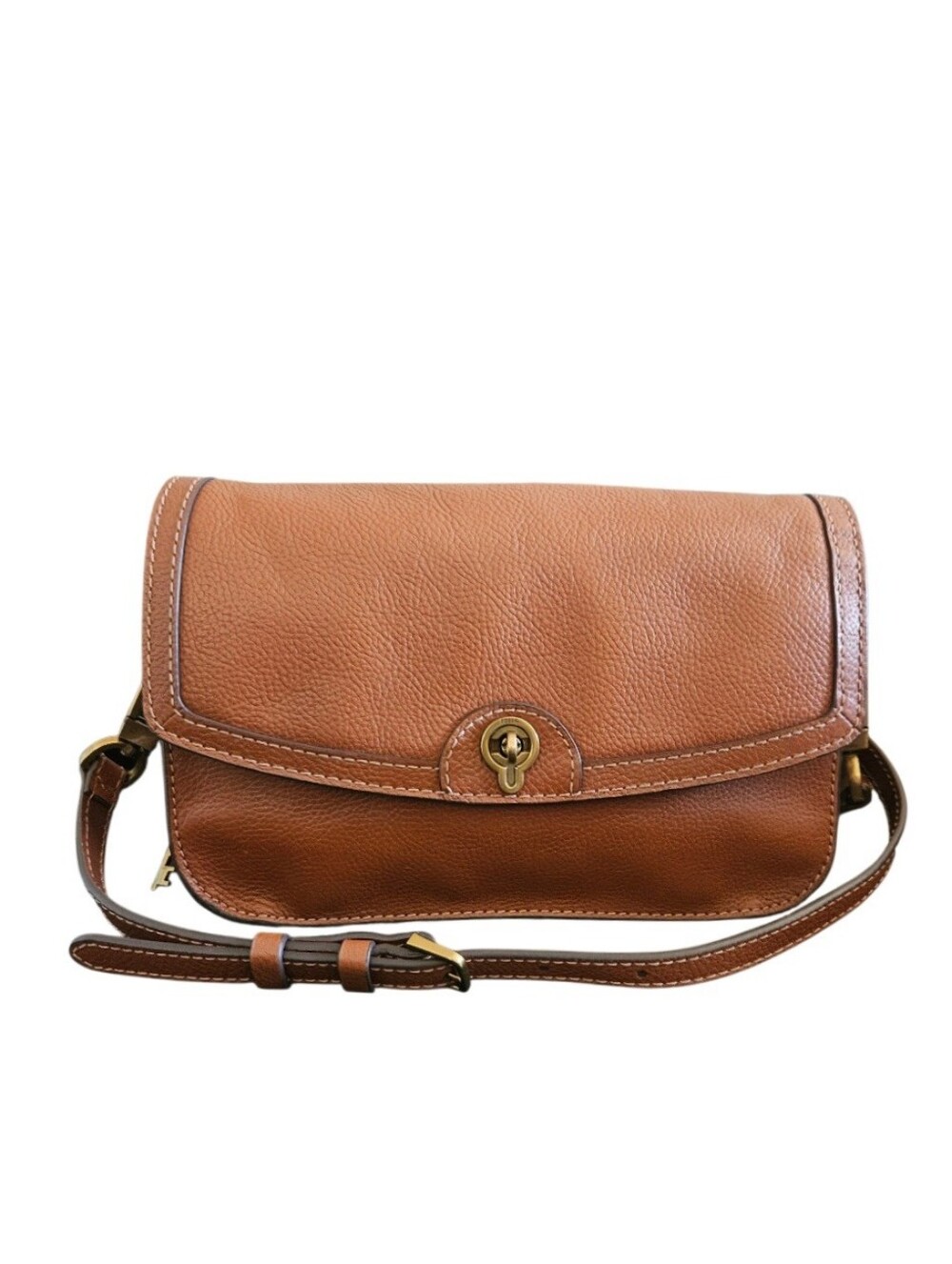 Fossil Ainsley Leather Flap Crossbody Bag Medium Pebbled Leather